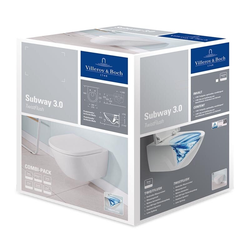 Подвесной унитаз Villeroy&Boch Subway 3.0 с покрытием CeramicPlusс сиденьем QuickRelease и Soft-Closing