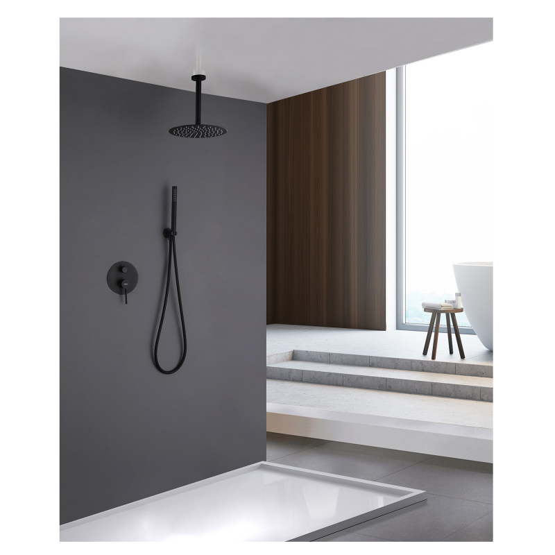 Душевая система скрытого монтажа ABBER Emotion, без излива, черная матовая