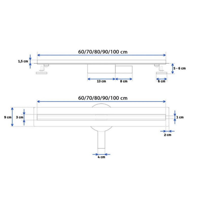Душевой лоток с решеткой Rea Neo Slim Pro 900 Gold Mirror  золото