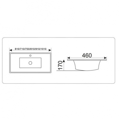 Умывальник CeramaLux 61,3*46,6, черный матовый