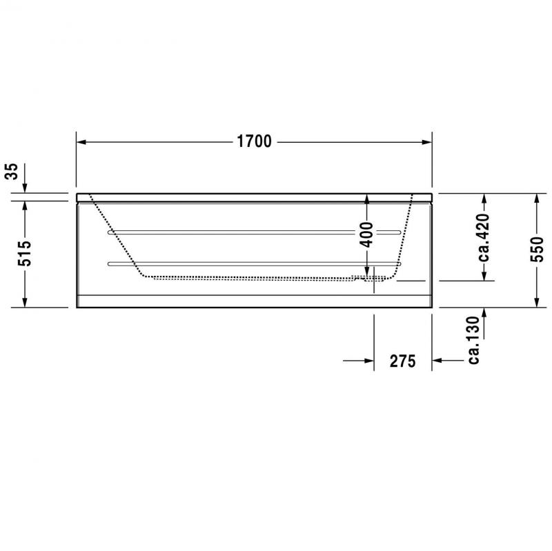Ванна акриловая Duravit D-Code, 170 х 70 с ножками