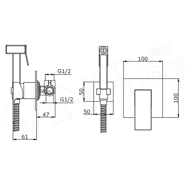 Смеситель встраиваемый Vieir  с гигиеническим душем