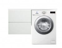 Тумба с раковиной Эстет Dallas Luxe подвесная 2 ящ. белая L, под стиральную машину