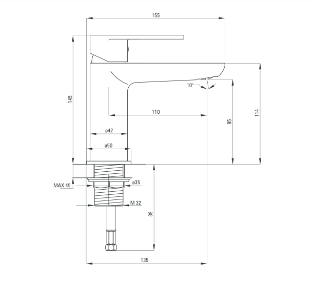 Deante Alpinia Nero Смеситель для раковины, черный