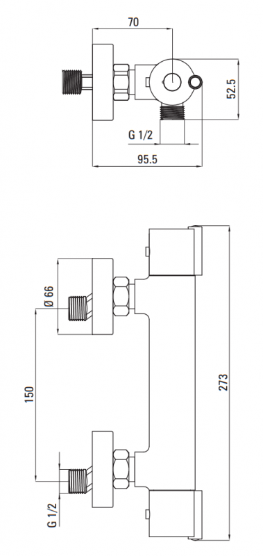 Neo Комплект смеситель термостатический с гигиеническим душем, хром