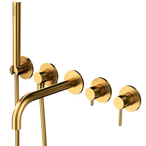 Смеситель скрытого монтажа для ванны Omnires Y 5-hole брашированное золото