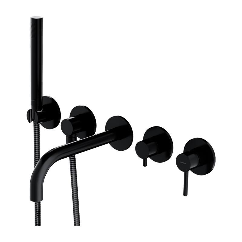 Смеситель для ванны Omnires Y скрытого монтажа на 5 отверстий цвет черный