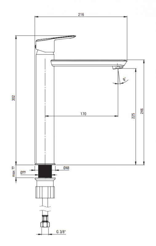 Deante Arnika Nero Смеситель для раковины высокий, черный