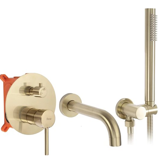 Душевая система скрытого монтажа Rea Lungo золото брашированное