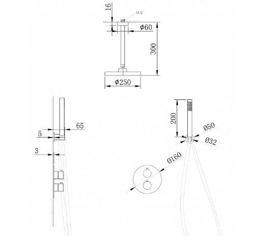 Душевая система скрытого монтажа ABBER Wasser Kreis без излива хром