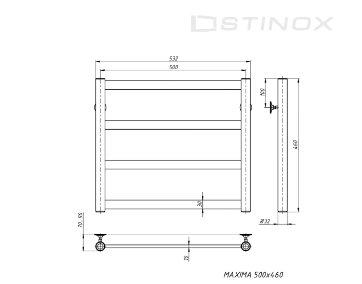 Полотенцесушитель водяной Stinox Maxima хром