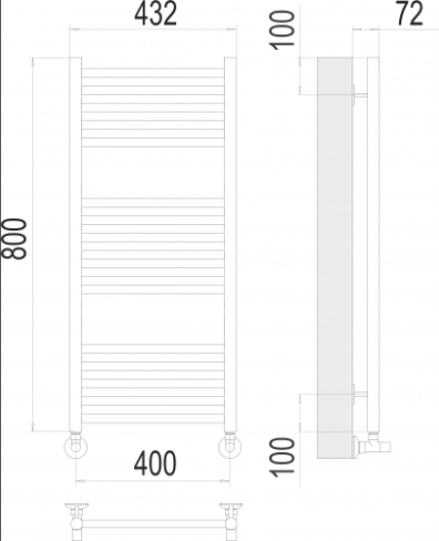 Водяной полотенцесушитель Terminus Аврора П16 400х800 с комплектом подключения