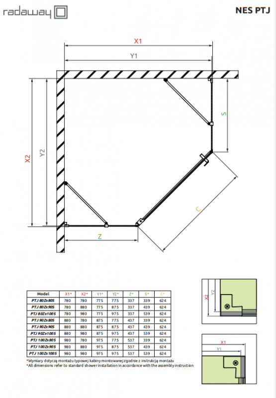 Душевая кабина Radaway Nes PTJ стекло прозрачное