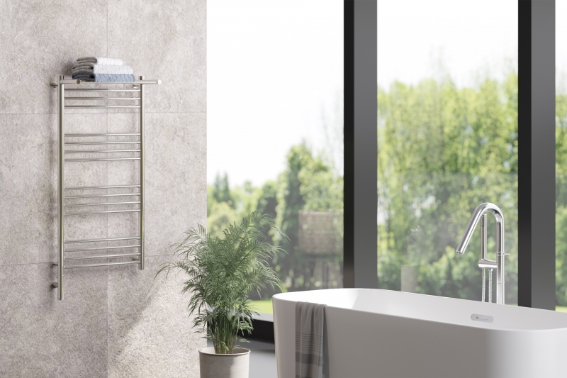 Полотенцесушитель электрический Сунержа Богема 3.0 с 1 полкой, хром, скрытое подключение