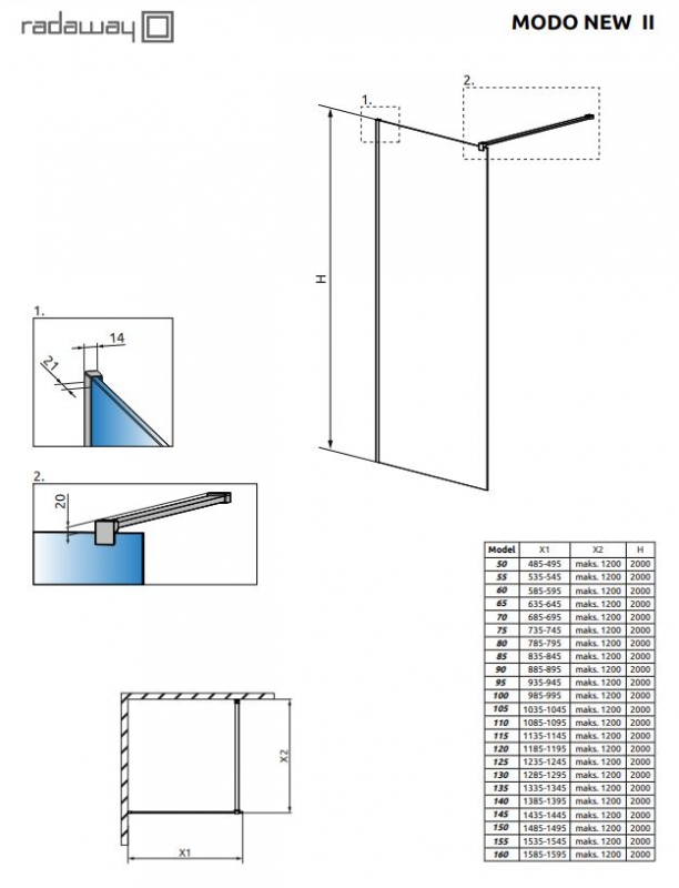 Душевое ограждение RADAWAY MODO NEW BRUSHED COPPER II