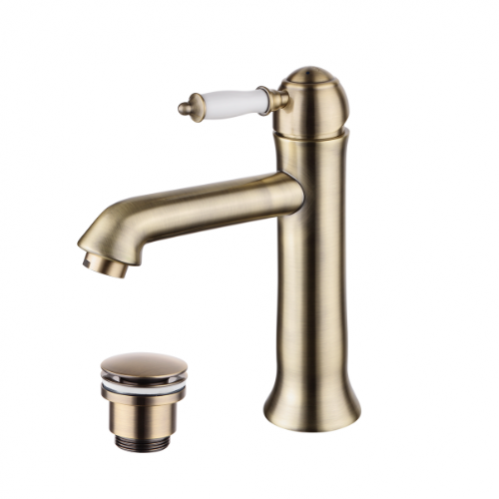 Смеситель Lemark Villa для умывальника с донным клапаном, бронза