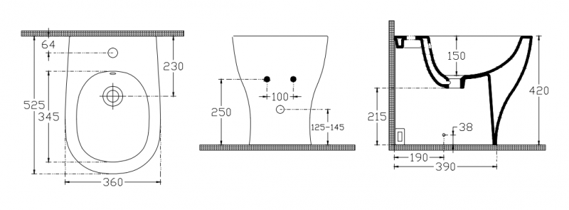 Isvea MY Биде приставное, белое