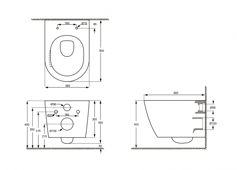 Унитаз подвесной с сиденьем в комплекте Aquatec Либерти