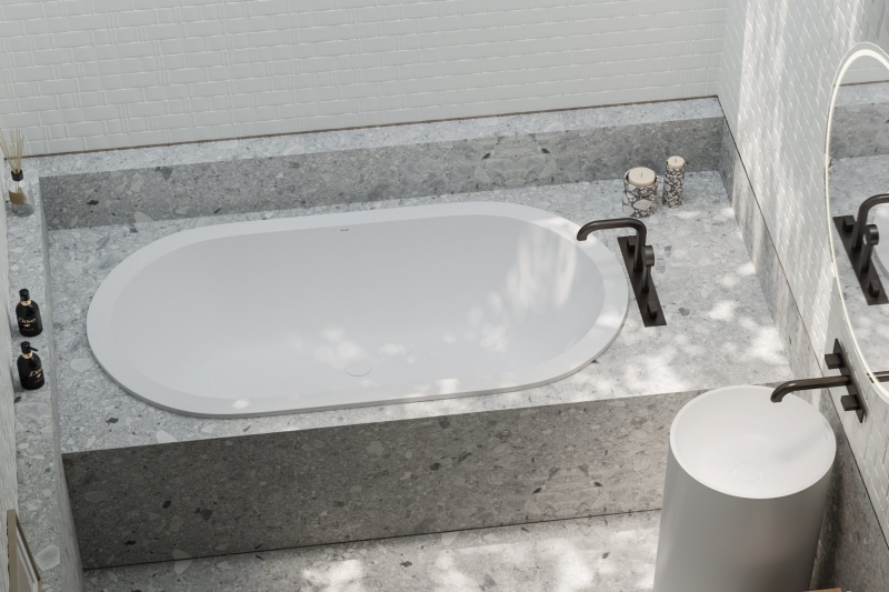 Ванна каменная Holbi Lyra  159.5x86 SR из каменной массы Solid Surface, встраиваемая