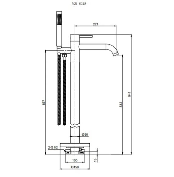 Смеситель напольный для ванны AQUAme Siena 