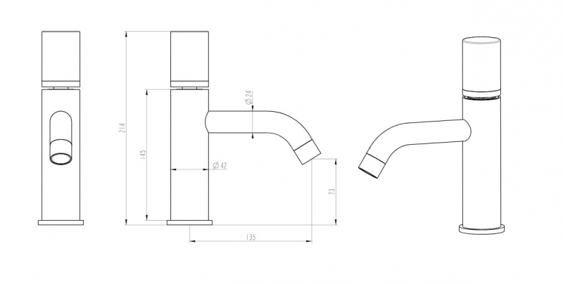 Смеситель BOHEMA STICK для умывальника   с ручкой TOUCH матовое золото