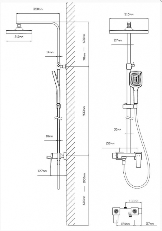 Душевая система Vincea Cube графит
