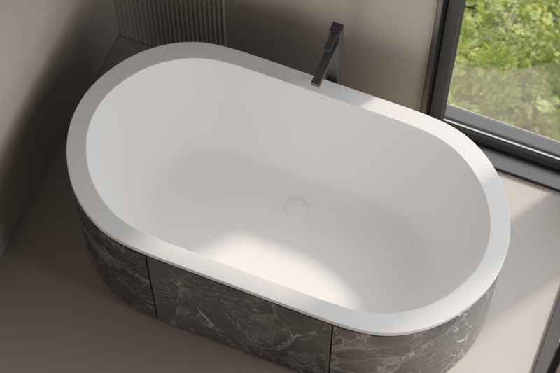 Ванна каменная Holbi Lyra  159.5x86 SR из каменной массы Solid Surface, встраиваемая