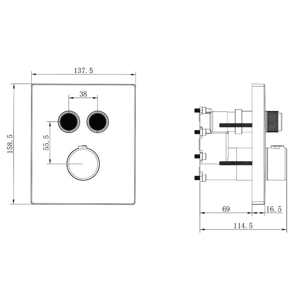 Душевая система скрытого монтажа Vincea  c термостатом, графит