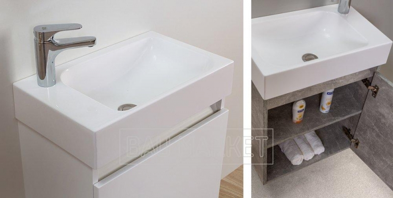 Тумба под умывальник Темпо НП 50 белый глянцевый 