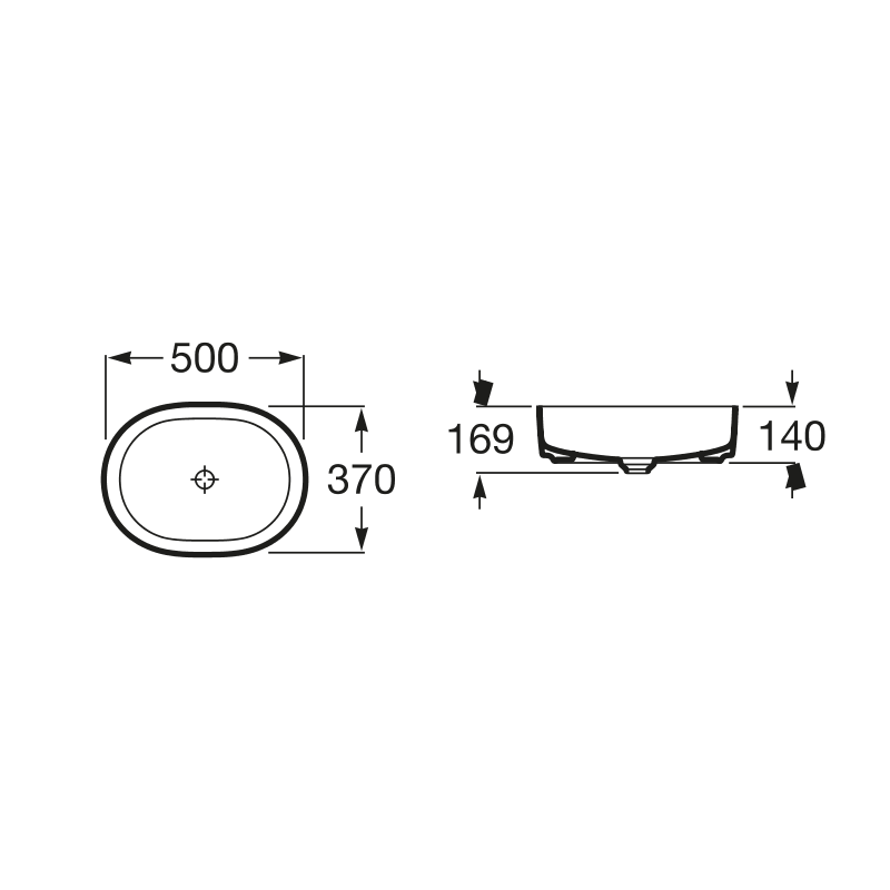 РАКОВИНА НАКЛАДНАЯ ROCA INSPIRA ROUND 50X37, ГЛЯНЦЕВАЯ БЕЛАЯ