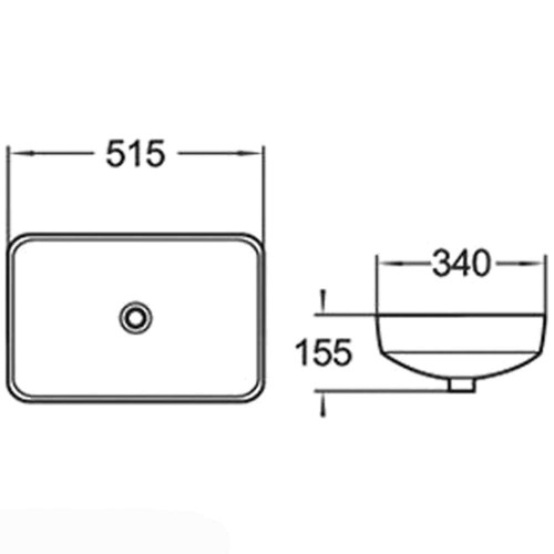 Умывальник встраиваемый CeramaLux 51,5x34 белый