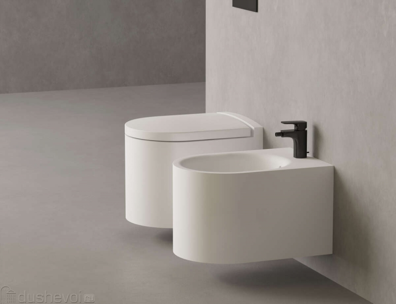 Унитаз подвесной Salini Gemelli из искусственного камня (S-Stone) с крышкой микролифт