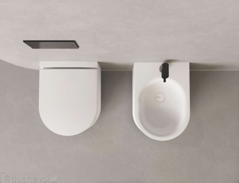 Унитаз подвесной Salini Gemelli из искусственного камня (S-Stone) с крышкой микролифт