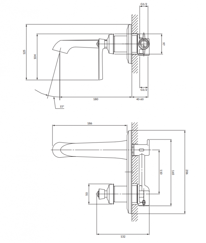Смеситель для умывальника Omnires Armance скрытого монтажа
