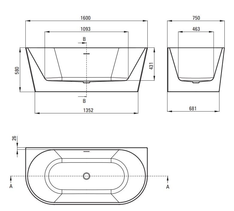 Deante Silia Ванна акриловая отдельностоящая , белый 160*75