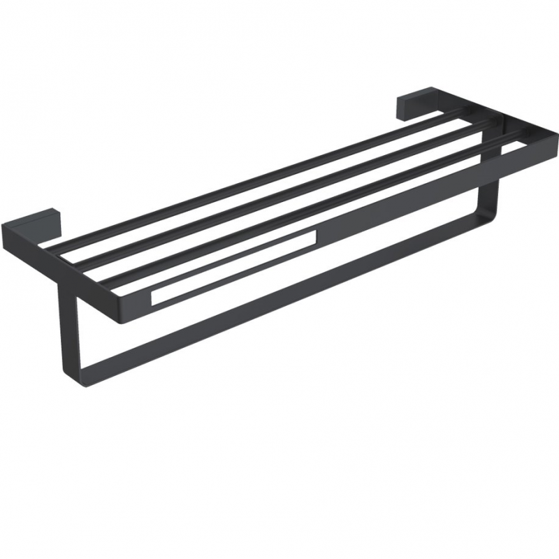 ПОЛКА ДЛЯ ПОЛОТЕНЕЦ BOHEME Q С ПОЛОТЕНЦЕДЕРЖАТЕЛЕМ, ХРОМ/ЧЕРНЫЙ