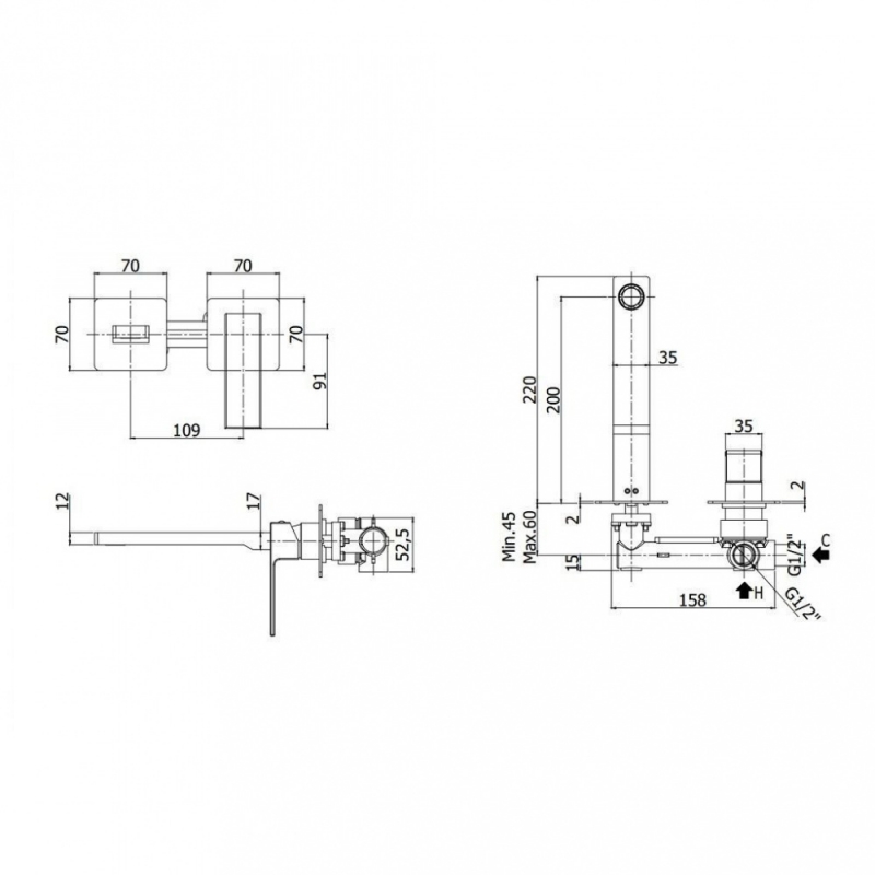 СМЕСИТЕЛЬ PAFFONI ELLE ДЛЯ РАКОВИНЫ, ЧЕРНЫЙ МАТОВЫЙ