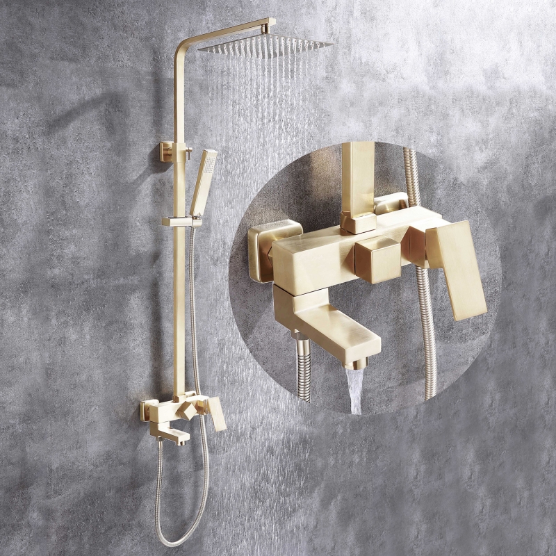 Душевая стойка ABBER Daheim  с изливом, золото брашированное