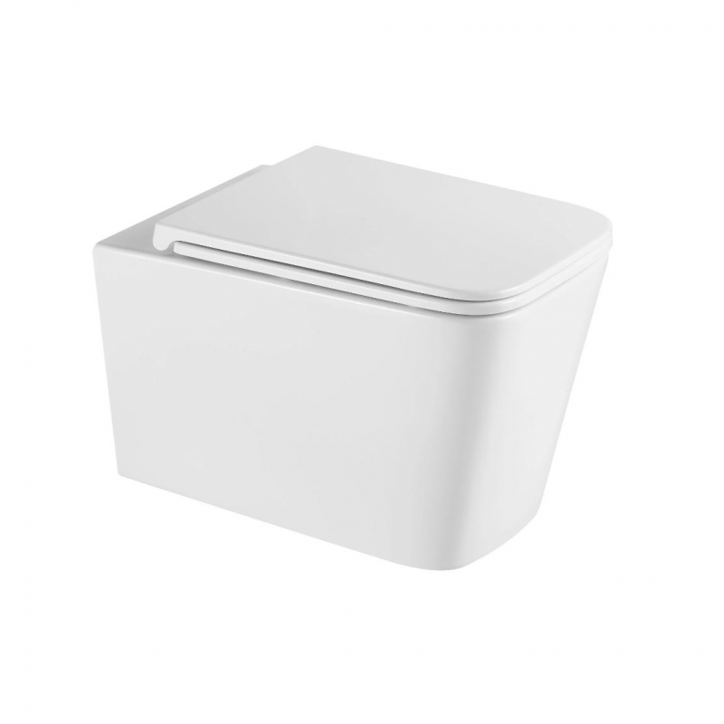 Унитаз подвесной AQUAme  53x38, безободковый, с сиденьем, смыв торнадо