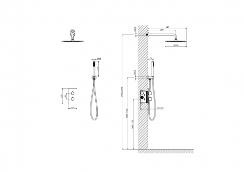 Душевая система с термостатом Aquatek Европа графит