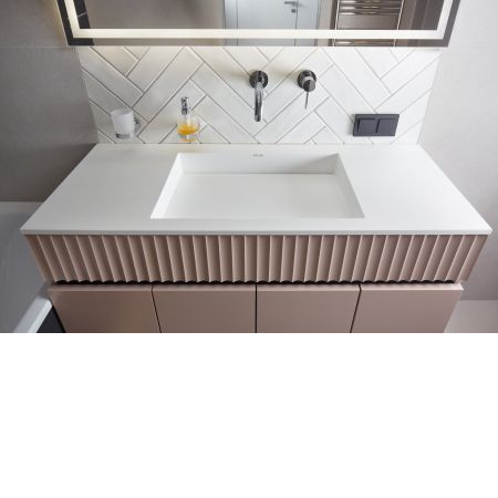 Раковина Holbi Polaris + STL, из Solid Surface, скрытый сливной механизм, белая матовая