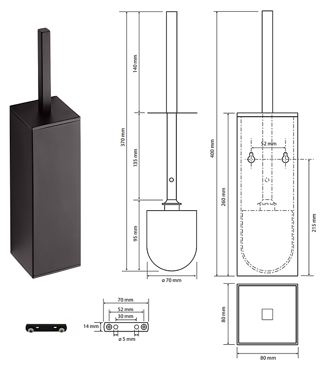 ЁРШИК напольный/настенный BEMETA NERO