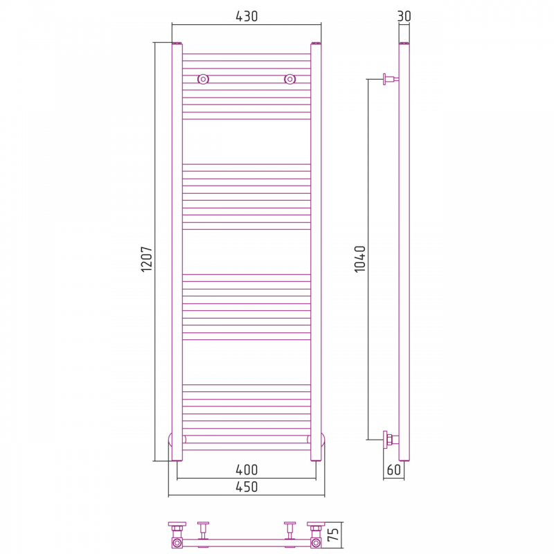 Полотенцесушитель Сунержа Модус 800х400 черный матовый