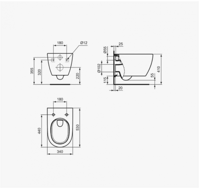 Унитаз подвесной Ideal Standard i.life O Tornado HydroTwist + сиденье тонкое Soft-clos