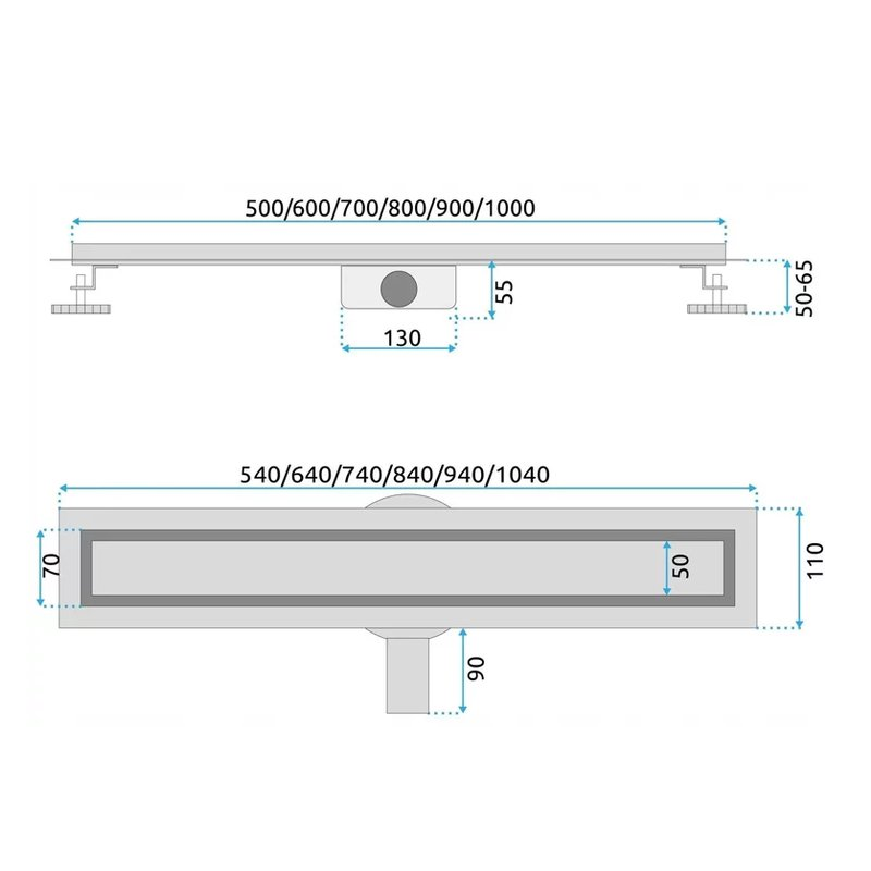 Душевой лоток Rea Neox Pro, матовая сталь