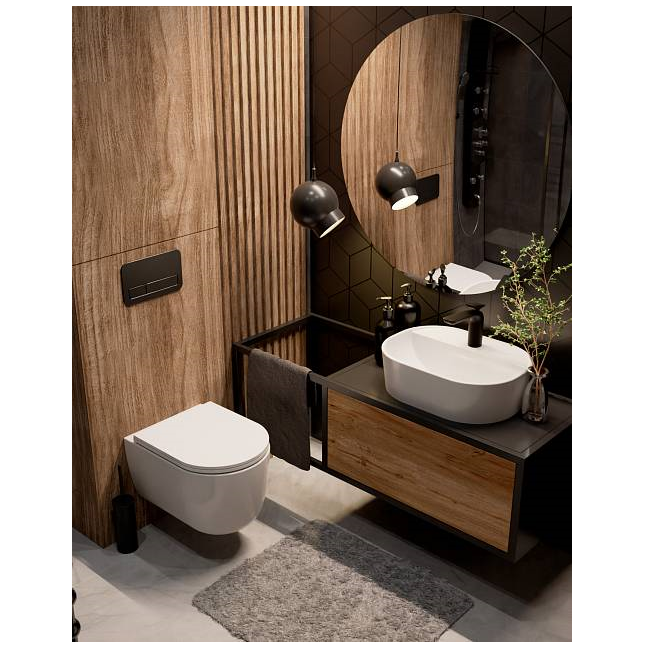 Унитаз подвесной AQUAme, смыв торнадо Invisible, с сиденьем, 49x36