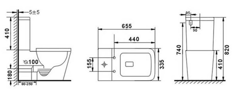 Напольный унитаз Roxen Amati  безободковый белый SoftClose 66x33