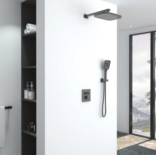 Душевая система скрытого монтажа Vincea  c термостатом, графит