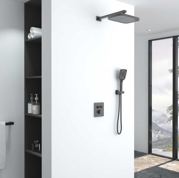 Душевая система скрытого монтажа Vincea  c термостатом, графит