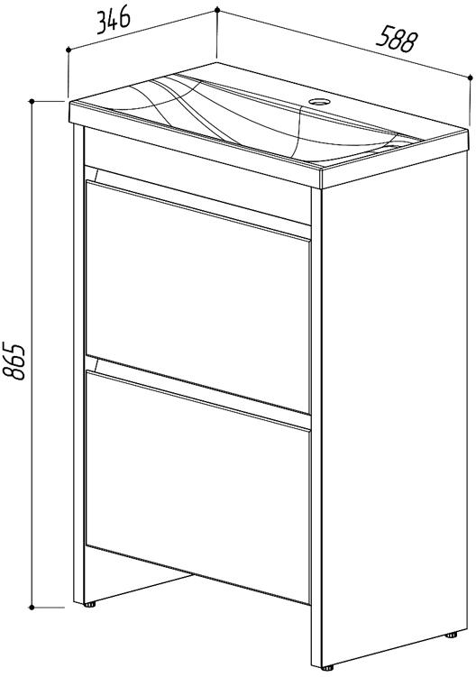 ТУМБА НАПОЛЬНАЯ BELUX МАДРИД Н 60-02 С УМЫВАЛЬНИКОМ